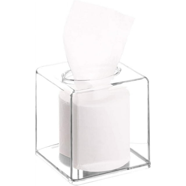 Caja dispensadora de pañuelos, soporte para cubierta, organizador de servilletas cuadrado transparente para almacenamiento de baño, cocina y dormitorio de oficina