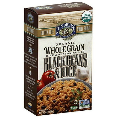Lundberg Black Beans & Rice Whole Grain Rice & Seasoning Mix, 6 oz, (Pack of 6)