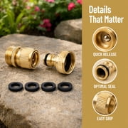 Solid Brass Garden Hose Quick Connect, 3/4 Inch Quick Connect Hose Fittings with Male Female Connectors (3SETS)