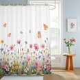 thumbnail image 4 of Shower Curtain Spring Wildflower Butterfly Shower Curtains for Bathroom Decor, Waterproof Polyester Shower Curtain Set with Hooks, Small Stall Size 36" x 72" Pink Flower White, 4 of 9