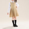 thumbnail image 5 of Coerni Girls Pleated School Uniform Dress Knee Length A-Line Tank Dress Preppy Style Toddler & Teen Sleeveless Jumper Dress 3-18 Years, 5 of 6