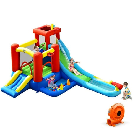 Aimee Lii 9-in-1 Inflatable Kids Water Slide Bounce House with 860W Blower Playhouse for Kids Outdoor