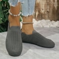 thumbnail image 3 of Knitted Loafers for Women Wide Width Round Toe Breathable Slip on Flat Shoes Comfy Soft Sole Nonslip Walking Shoes Grey Size 9, 3 of 5