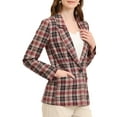 thumbnail image 5 of MODA NOVA Juniors Notched Lapel One Button Hip Length Houndstooth Blazer, 5 of 7