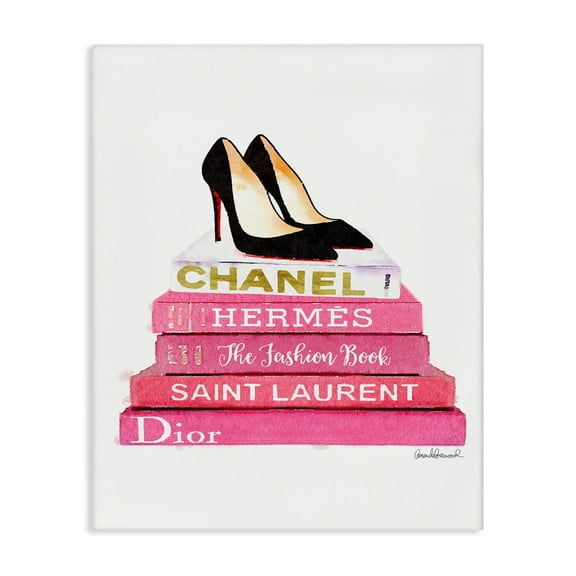 The Stupell Home Decor Collection Fashion Books and Black Heels Canvas Wall Art