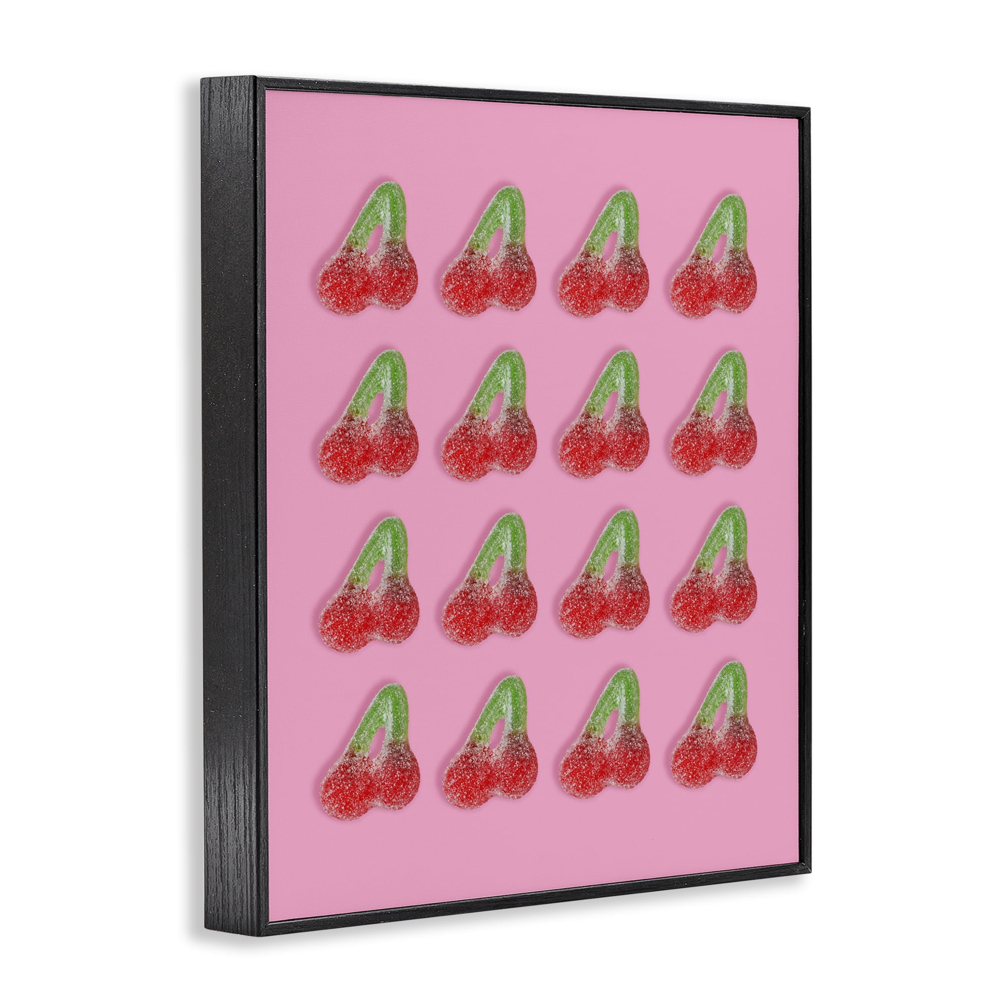 Stupell Industries Cherry Candy Pattern Black Framed Giclee Art, design by LISH Creative