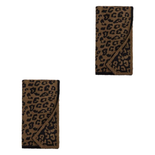 maskred Leopard Print Flannel Fleece Throw Blanket Luxurious Sofa Blanket coffee 30x35in 2Set