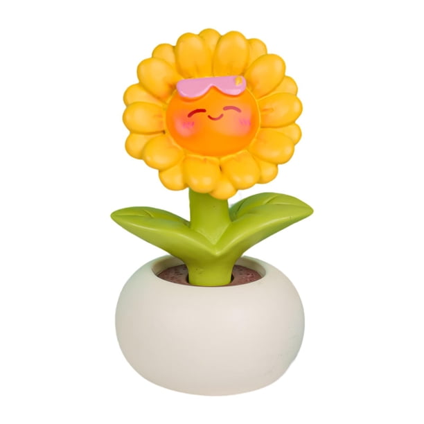 Girasol artificial en maceta, centro de mesa con flores artificiales, minifigura de coche Estilo a