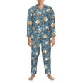 thumbnail image 3 of Daiia Surf Shark for Men's Long-Sleeved Pajama Set – Soft & Comfortable Sleepwear Button-Up Pajamas Cozy Lounge Wear-X-Large, 3 of 7
