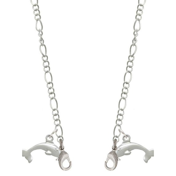 Silvertone Antiqued Dolphin Silvertone Face Mask Necklace