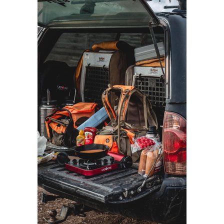 12,000 BTU Propane or Butane Stove GS-3100P Portable Dual  Camping Stove Burner - Patented - with Carrying Case - Metallic Finish