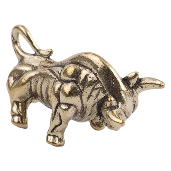 Vintage Brass Cow Figurine for Home Office Decor