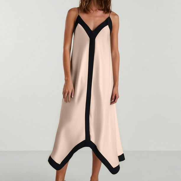 WILLBEST Vestido De Lino Para Mujer, Informal, Con Escote En V Y Espalda Descubierta, Con Tirantes Finos, Para Primavera Y Verano, Salidas Diarias Y Actividades De Ocio.