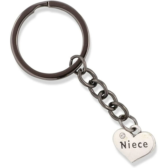 EPJ Niece on a Heart with Rhinestone Charm Keychain (Medium)