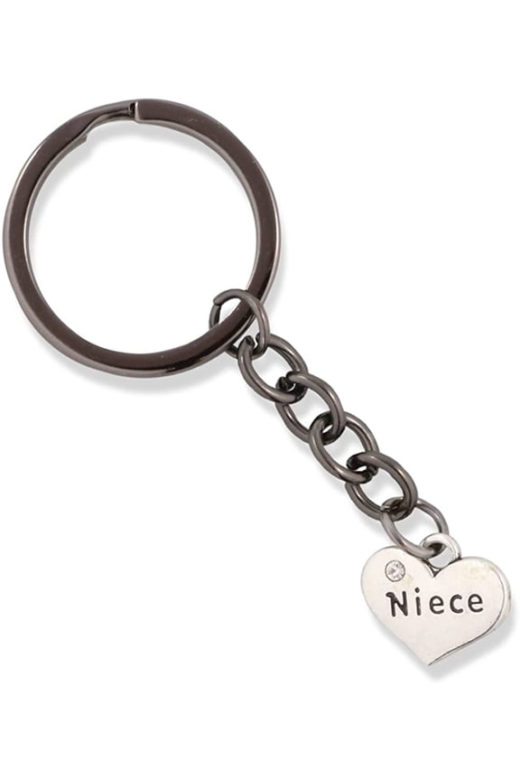 Niece on a Heart with Rhinestone Charm Keychain