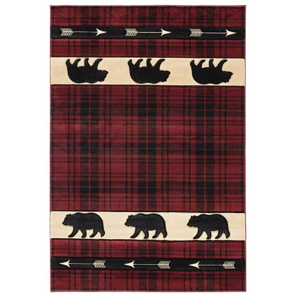 United Weavers of America Cottage Tartan Bear Accent Rug, 1' 10'' x 2' 8'', Burgundy, Indoor