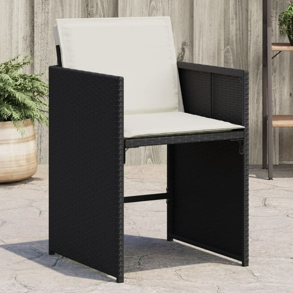 vidaXL Patio Chairs with Cushions 4 pcs Black Poly Rattan