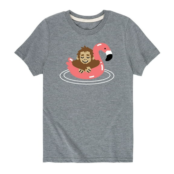 Instant Message - Sasquatch Flamingo Floatie - Toddler And Youth Short Sleeve Graphic T-Shirt