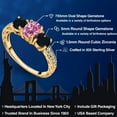 thumbnail image 2 of Gem Stone King 18K Yellow Gold Plated Silver 3-Stone Ring Oval Pink Moissanite and Onyx Black (1.97 Cttw, Size 6), 2 of 6