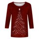 thumbnail image 5 of Camisetas de Navidad para Mujeres, 3/4 Manga Cuello Redondo Blusa con Estampado de Vacaciones, Top de Moda Casual, 5 of 5