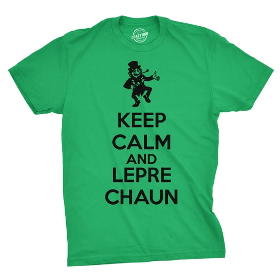 Keep Calm and Leprechaun T Shirt Funny Saint Patricks Day Novelty Green Tee Graphic Tees