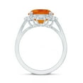 thumbnail image 2 of Rosec Jewels Lab Grown Orange Sapphire Vintage Inspired Ring with Diamond - 10X12 mm, 18K White Gold, US 3.50, 2 of 8