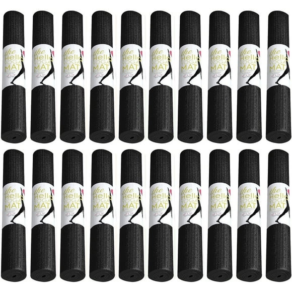 Hello Fit Lot de 20 Tapis de Yoga, Tapis d'Exercice Antidérapant 68 Pouces x 24 Pouces, Tapis de Gym de 4 mm d'Épaisseur pour la Mise en Forme et l'Étirement, Tapis de Yoga en Vrac Non Toxiques pour Écoles et Studios, Assortis