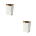 thumbnail image 4 of Kearding Cubo de basura de plástico con tapa de bambú, contenedor blanco de estilo nórdico, pequeña cesta de papel con cubo de basura de L 2Conjunto, 4 of 6