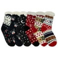 thumbnail image 5 of Sumona 6 Pairs Men Women Sherpa Fleece Lined  Non Skid Winter Home Slippers Socks Christmas Stocking with Gripper, 5 of 6