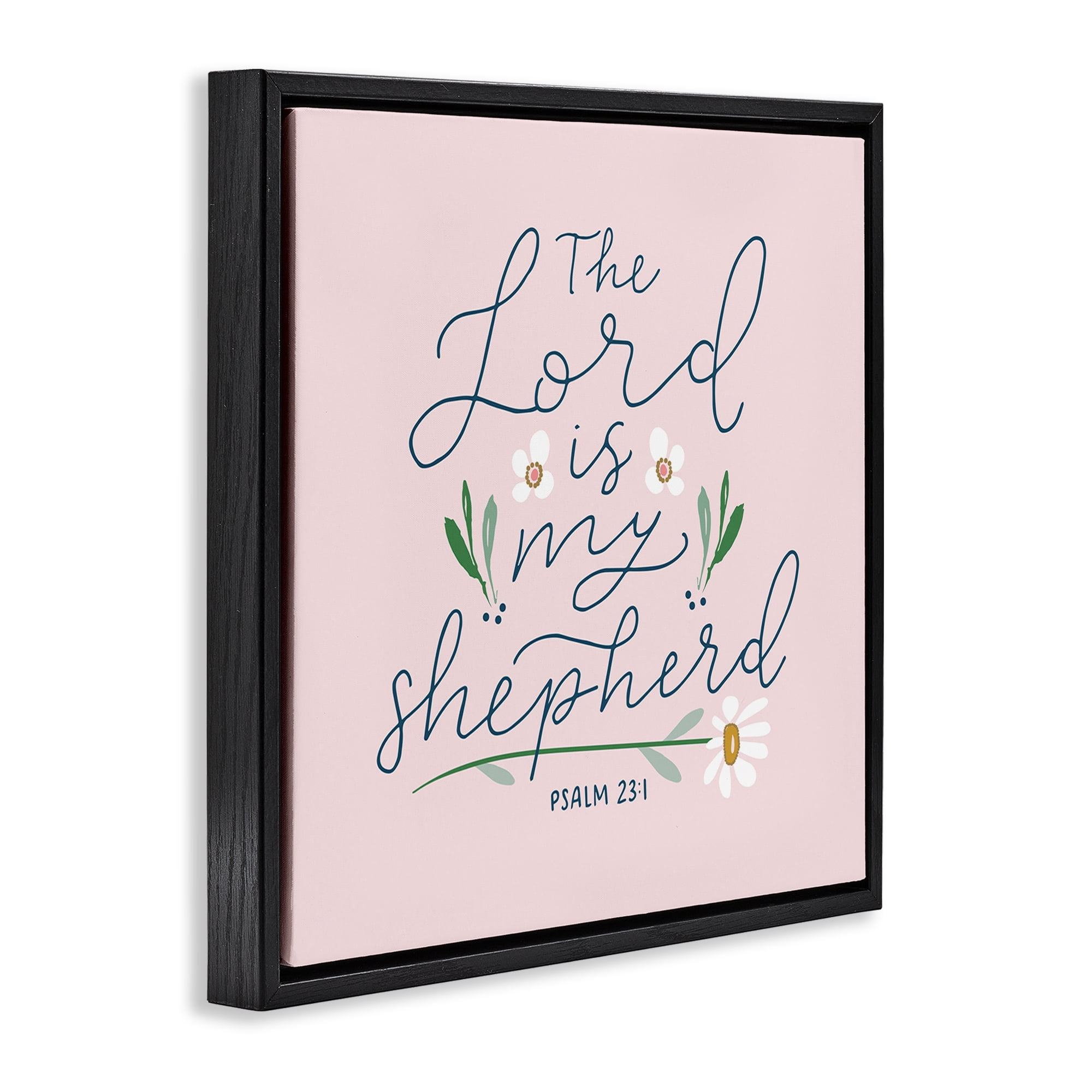 Stupell Industries Lord Is My Shepherd Religious & Spiritual Painting Black Floater Framed Canvas Art Print Wall Art, 25 x 25