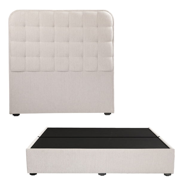 Recámara King Size Creta Avena con Cabecera + Box Base Cama