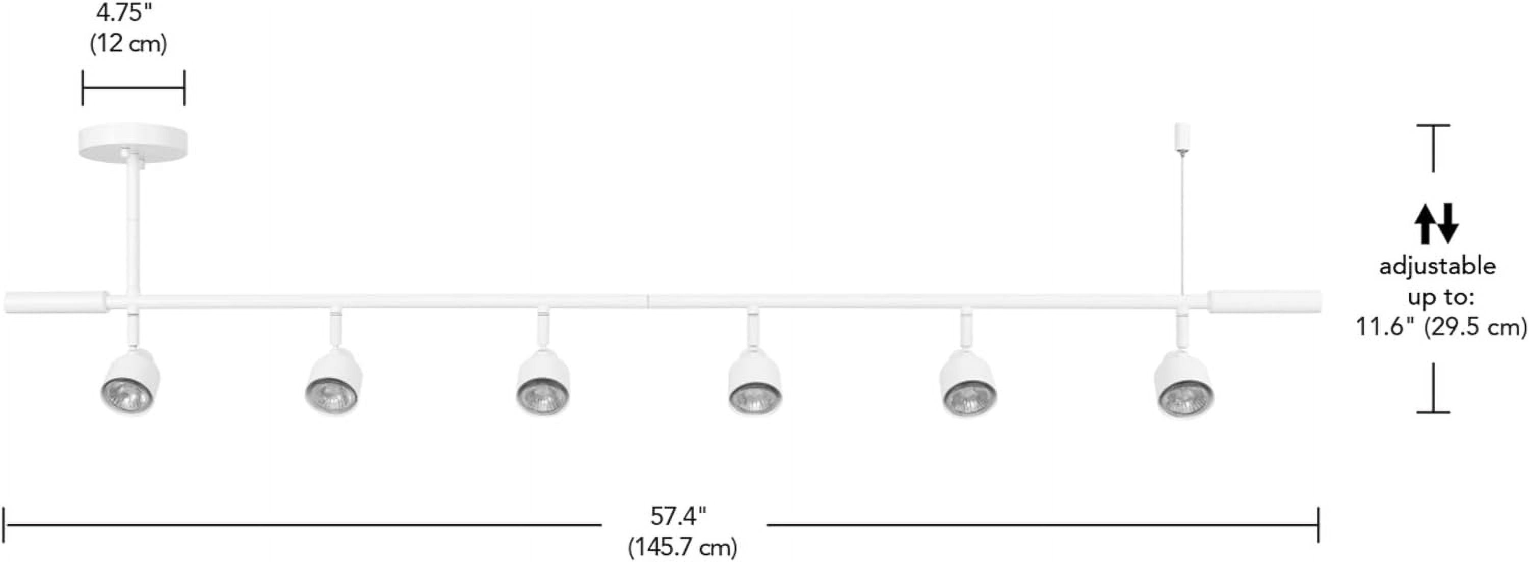 6-Light Adjustable Height Track Lighting, Matte White, Ceiling Light, Track Light Heads, Pivot Shades, Track Ceiling Light, Track Lighting Kit, 6 Bulb Kitchen Light