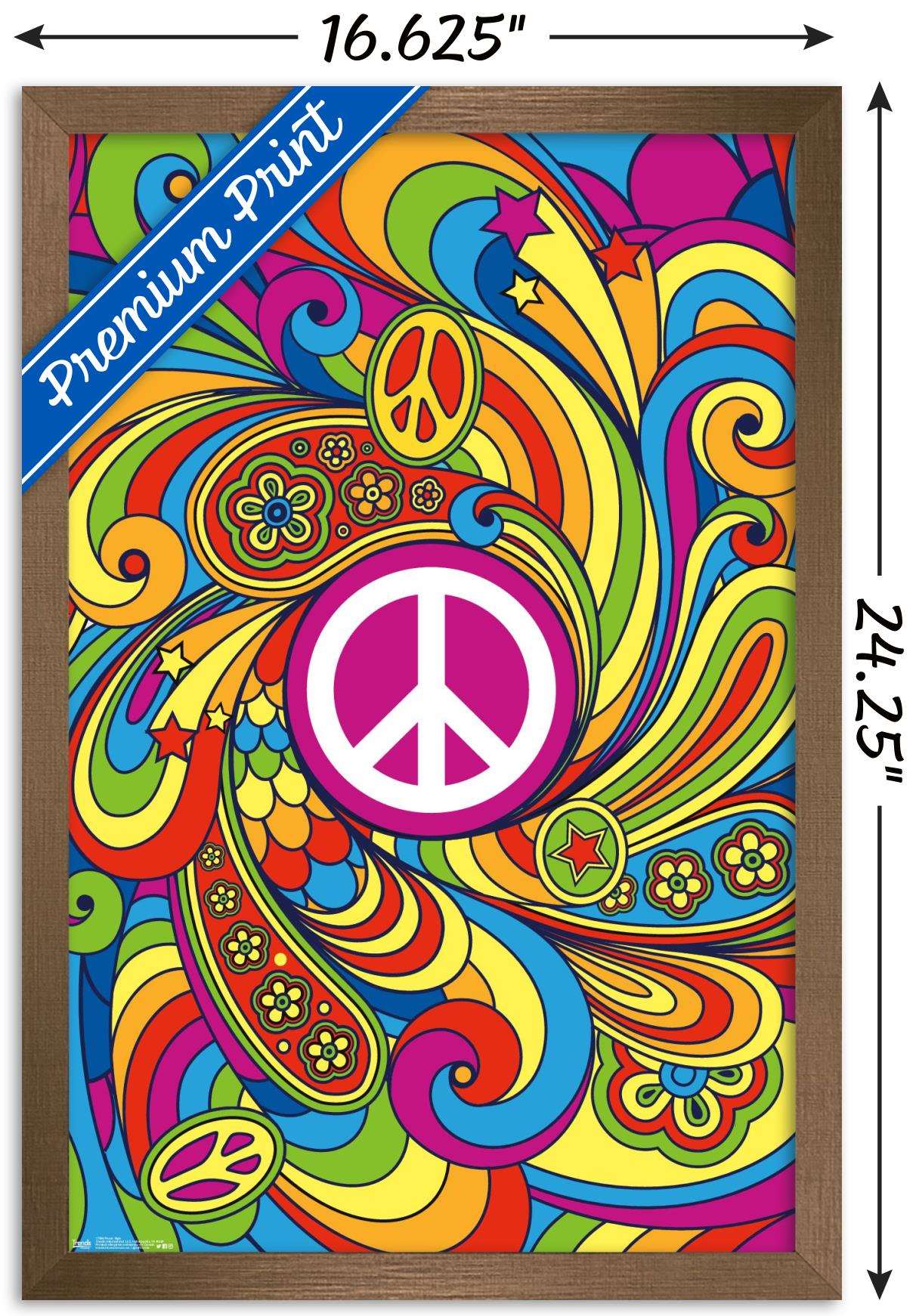 Peace Sign Wall Poster, 14.725" x 22.375", Framed