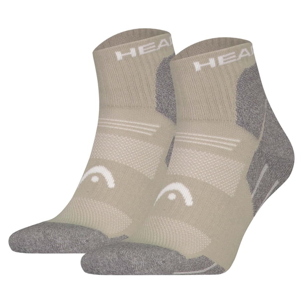 HEAD Calcetines de senderismo unisex, paquete de 2 - Hiking All Climates Quarter 2P, calcetines deportivos, logotipo Taupe 43-46