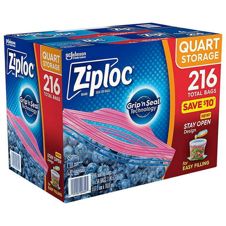 Ziploc Storage Quart Bags with Grip 'n Seal Technology (216 ct.)