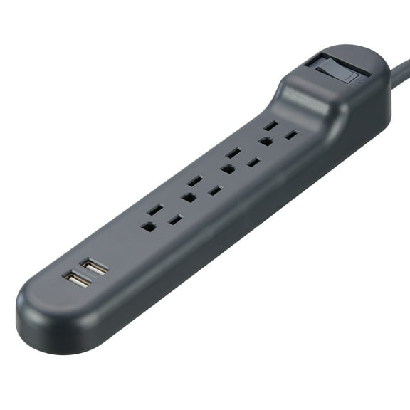 onn. 4-Outlet Surge Protector with 2 USB Ports