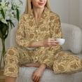 thumbnail image 6 of Fotbe Brown Flowers Pattern Long Sleeve Pajama Set for Women,Sleepwear Set,2-piece Loungewear Set,Soft PJs Comfy Nightwear with Pockets -X-Large, 6 of 7