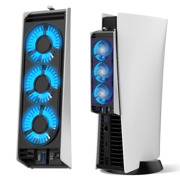 Cooling Fan for PS5 Accessories,Upgraded Quiet Cooler Fan with LED Light Compatible with PlayStation 5 Console/PlayStation 5 Digital Edition & Ultra HD Game Console