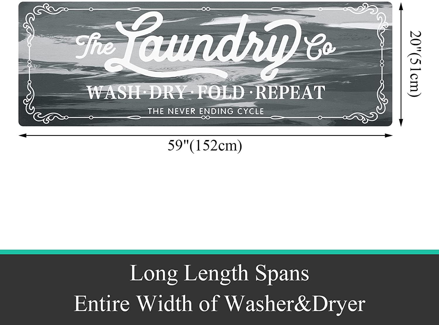 Findosom 20"x60" Farmhouse Laundry Room Rug Non Slip Rubber Laundry Runner Rug Waterproof Washable Indoor Laundry Rugs and Mats for Kitchen Floor Laundry Room Bathroom Hallway Entryway Decor Gray
