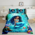 thumbnail image 2 of Manfei Kawaii Mermaid 3-Piece Full Size Comforter Sets,Dreamy Princess Bedding Comforter Set,Black Girl Lightweight Bedding Sets,Super Cozy Ocean Room Decor,Reversible, 2 of 8