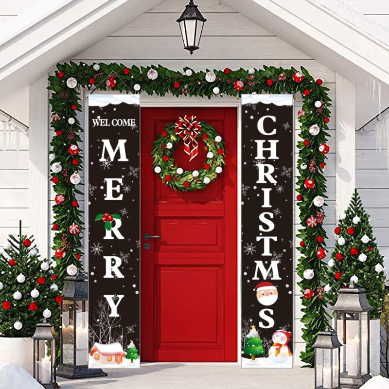 Porch Christmas Decorations, Merry Christmas Banner, Christmas Porch ...