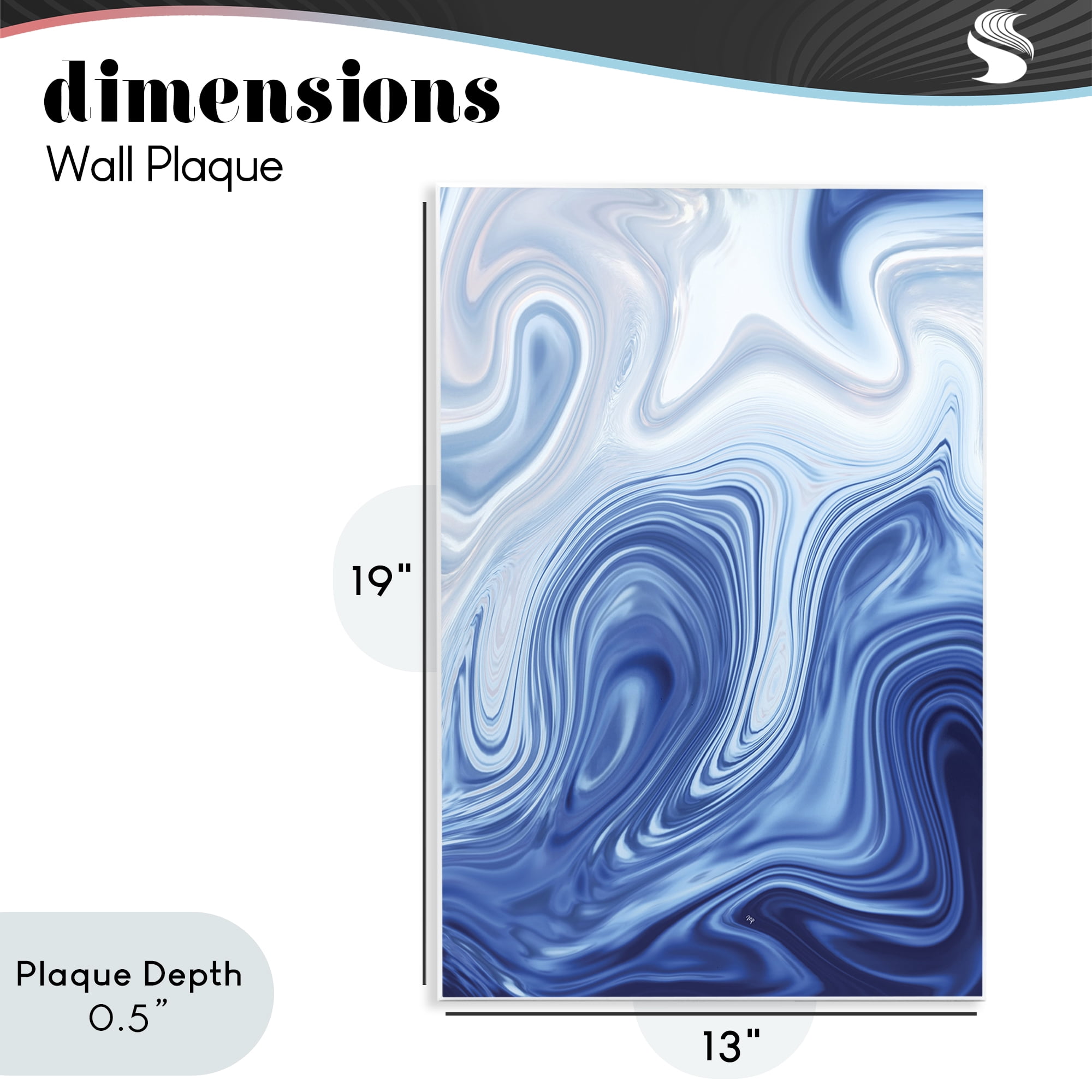 Stupell Industries Blue Marble Fluidity Wall Plaque Art, design by Martina Pavlova