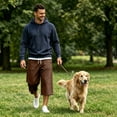thumbnail image 3 of Men's Baggy Lounge Capri Pants Cotton Long Below Knee Stretchable Sweat Shorts Athletic Casual Straight Wide Legs Pants with Pockets Brown M, 3 of 9