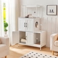 thumbnail image 2 of HOOBRO Litter Box Enclosure, Litter Box Furniture with Storage, 2-in-1 Hidden Cat Furniture with Shelf, 2 Dangling Plush Balls and 1 Toy Ball, Large Wooden Cat Washroom, White WT78MW01, 2 of 10
