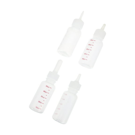 Supvox 4Pcs Hand Feeding Pet Milk Bottles with Scale for Controlled Feeding of Small Pets