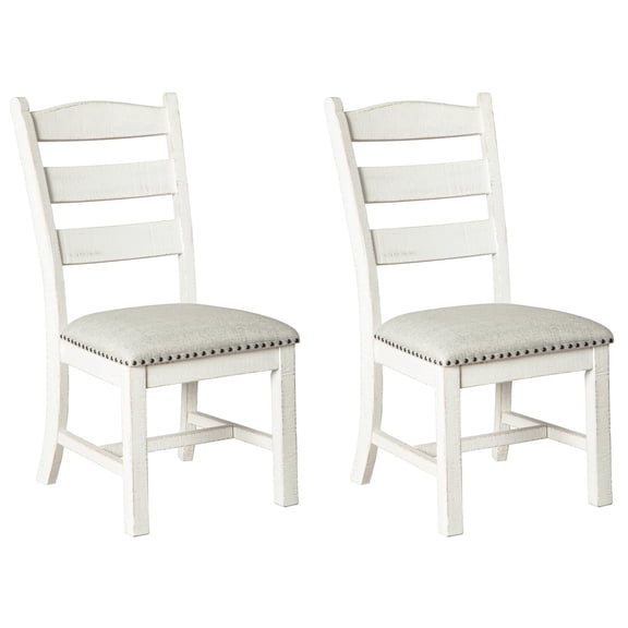 Signature Design by Ashley Valebeck Vintage Farmhouse Cushioned Dining Chair, Set of 2, Whitewash
