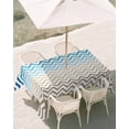 thumbnail image 3 of 60x84 Inch Outdoor Tablecloth with Umbrella Hole Zipper Rectangle Blue Brown Rectangular Tablecloths Outside Waterproof Modern Chevron Waves Khaki Geometric Stripes Patio Table Cover for Picnic Party, 3 of 8