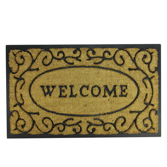 Decorative "Welcome" Rubber and Coir Outdoor Rectangular Door Mat 29.5" x 18"