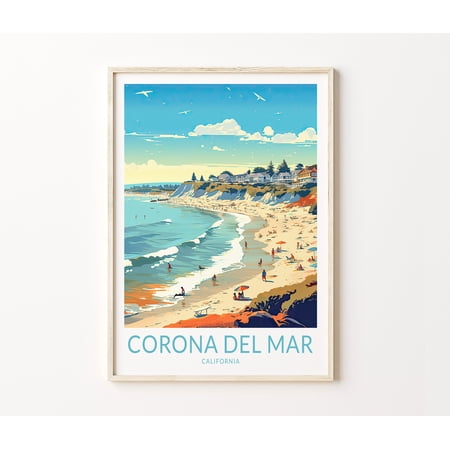 POSTER Corona Del Mar California Travel Print, Newport Beach Poster Print, Newport Beach Wall Art, California Coast Wall Decor-UNFRAMED