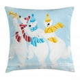 thumbnail image 1 of Bear Throw Pillow Cushion Cover, Christmas Time at North Pole Theme Three Funny Characters with Scarves and Trumpet, Decorative Square Accent Pillow Case, 18 X 18 Inches, Multicolor, by Ambesonne, 1 of 2